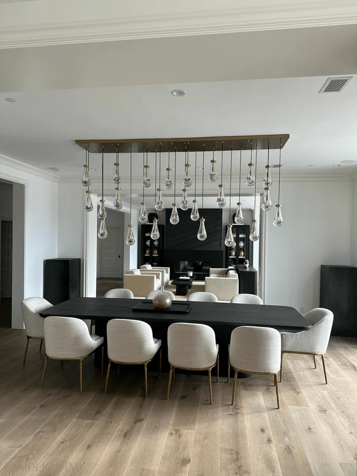 Raindrop Modern Rectangle Chandelier For Dining Room Kitchen Island-Nobipets
