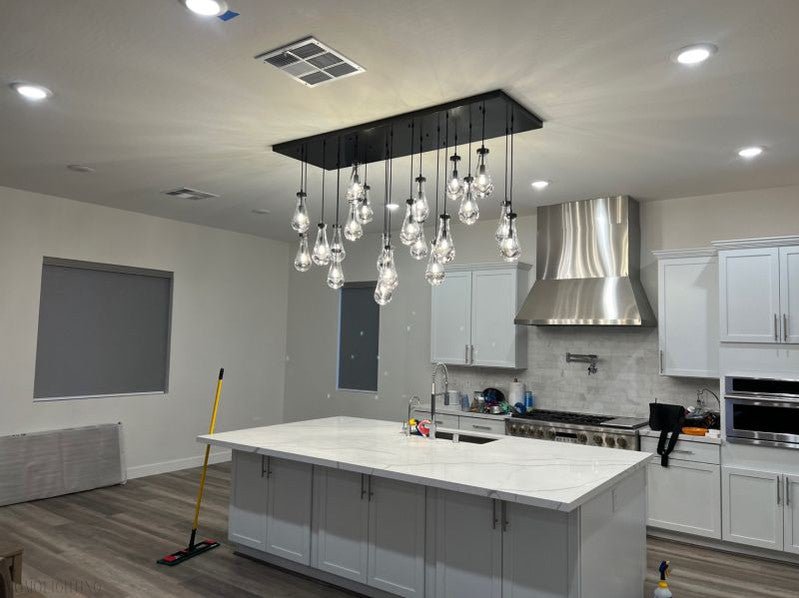 Raindrop Modern Rectangle Chandelier For Dining Room Kitchen Island-Nobipets
