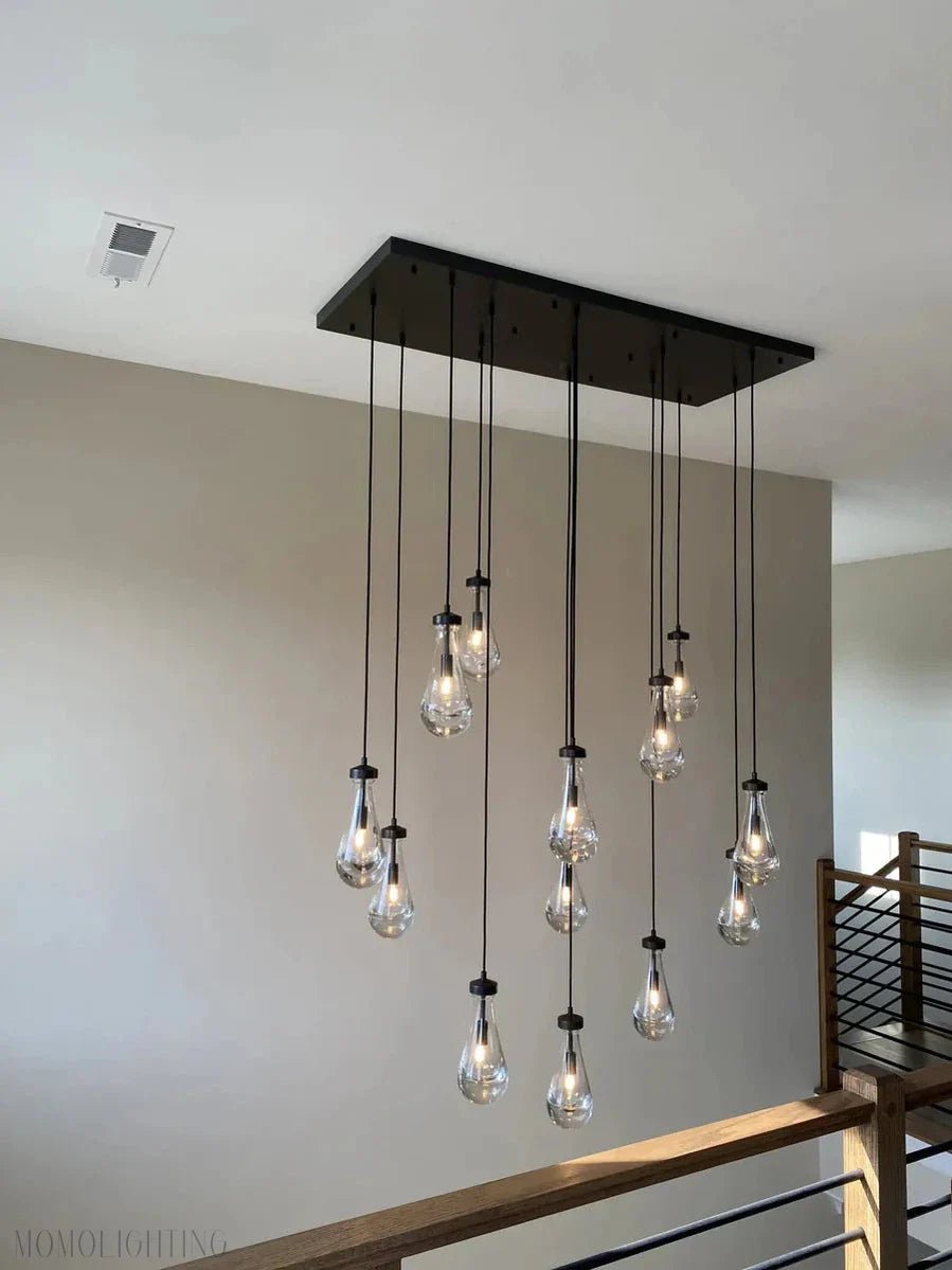 Raindrop Modern Rectangle Chandelier For Dining Room Kitchen Island-Nobipets
