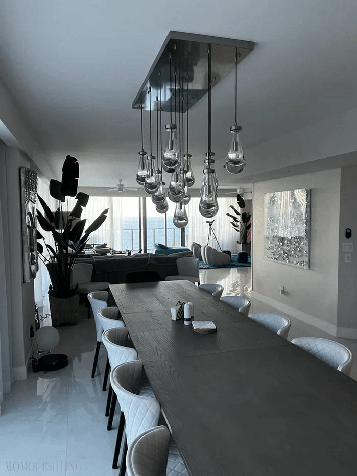 Raindrop Modern Rectangle Chandelier For Dining Room Kitchen Island-Nobipets