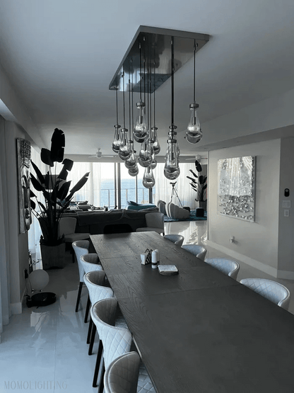 Raindrop Modern Rectangle Chandelier For Dining Room Kitchen Island-Nobipets