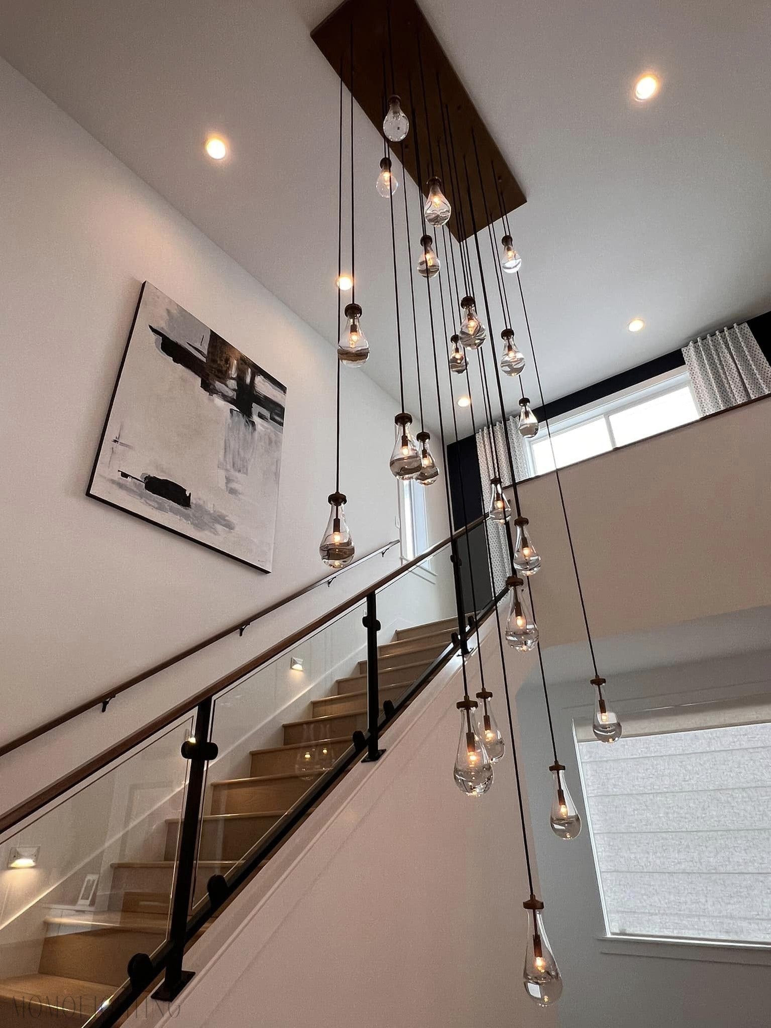 Raindrop Modern Rectangle Chandelier For Dining Room Kitchen Island-Nobipets