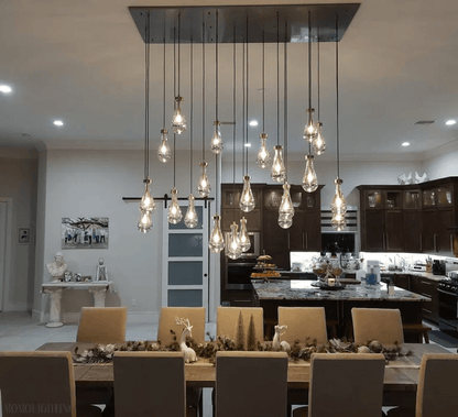 Raindrop Modern Rectangle Chandelier For Dining Room Kitchen Island-Nobipets