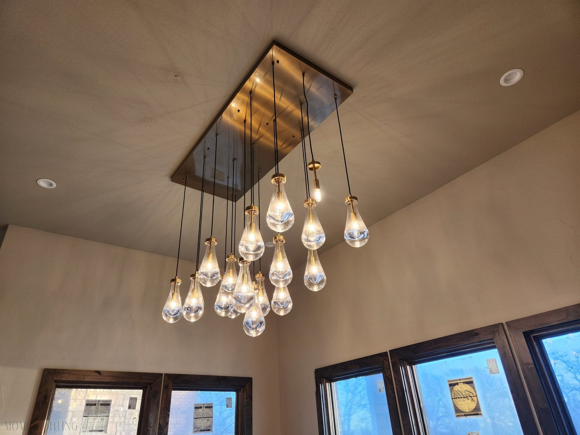 Raindrop Modern Rectangle Chandelier For Dining Room Kitchen Island-Nobipets