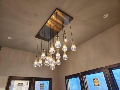 Raindrop Modern Rectangle Chandelier For Dining Room Kitchen Island-Nobipets