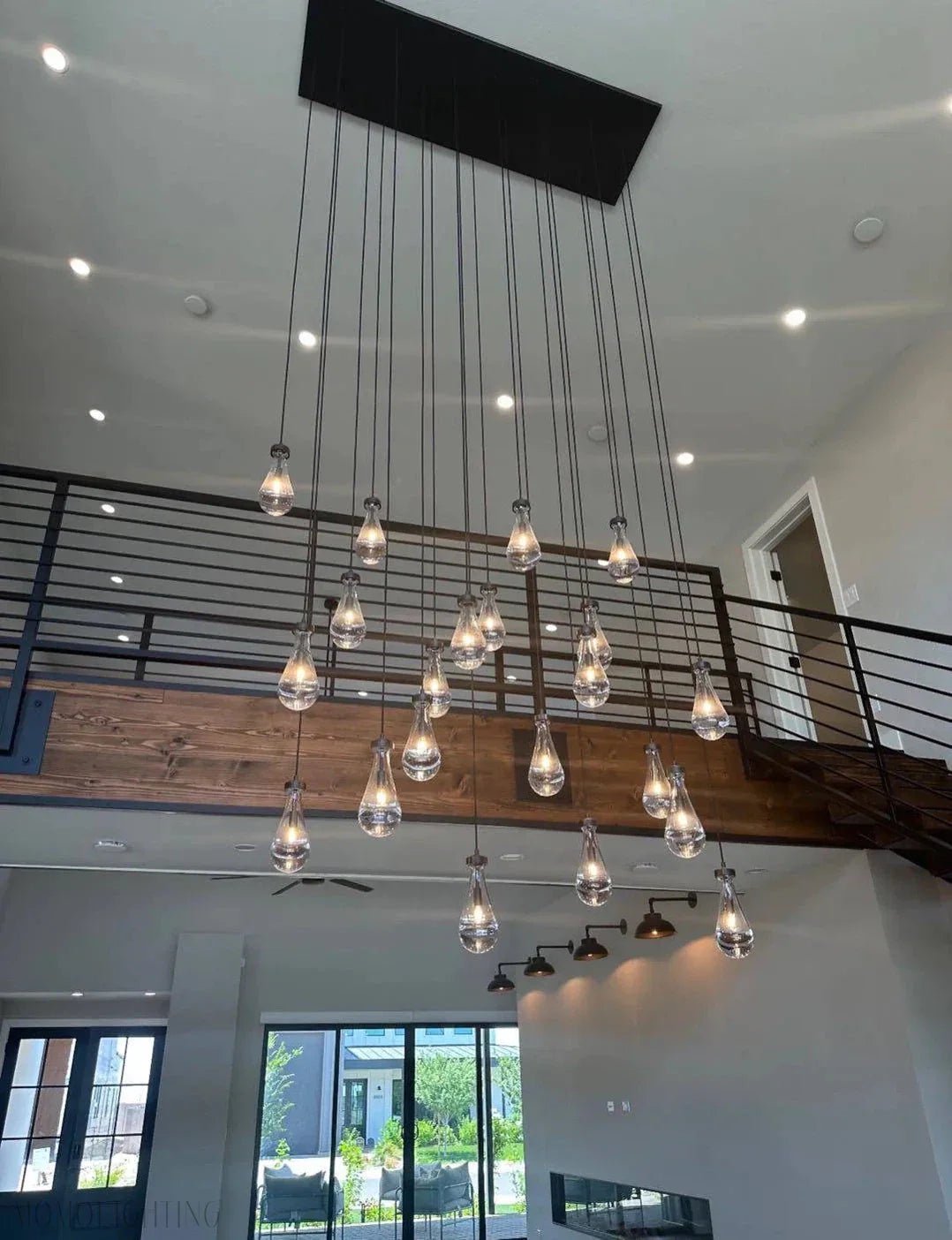 Raindrop Modern Rectangle Chandelier For Dining Room Kitchen Island-Nobipets