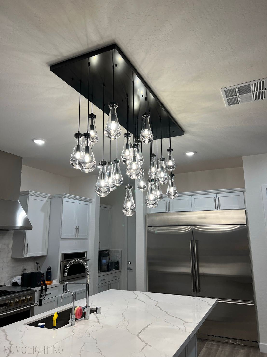 Raindrop Modern Rectangle Chandelier For Dining Room Kitchen Island-Nobipets