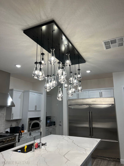 Raindrop Modern Rectangle Chandelier For Dining Room Kitchen Island-Nobipets
