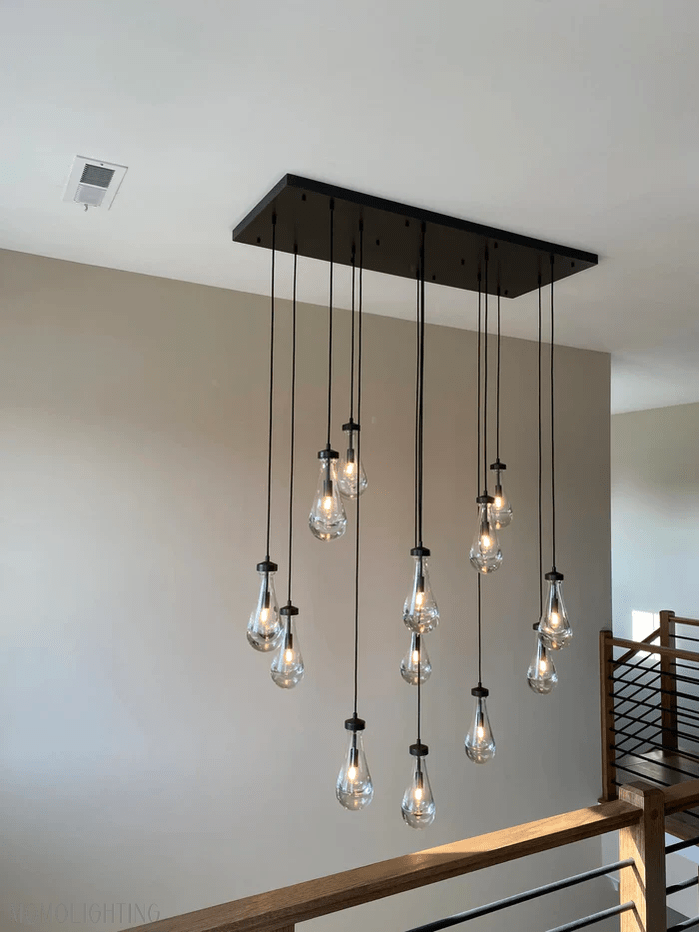 Raindrop Modern Rectangle Chandelier For Dining Room Kitchen Island-Nobipets