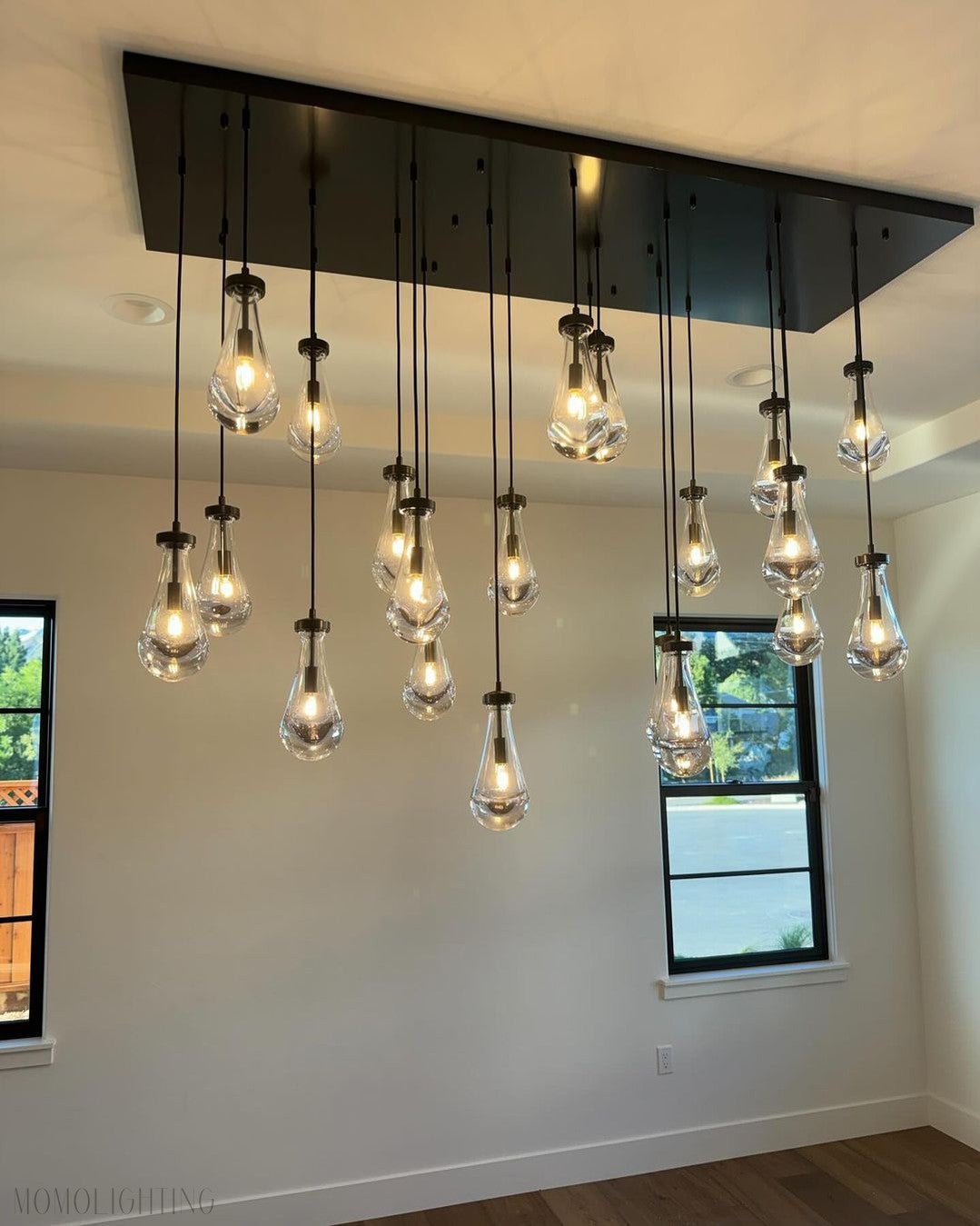 Raindrop Modern Rectangle Chandelier For Dining Room Kitchen Island-Nobipets