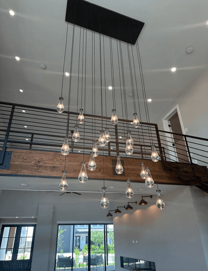 Raindrop Modern Rectangle Chandelier For Dining Room Kitchen Island-Nobipets
