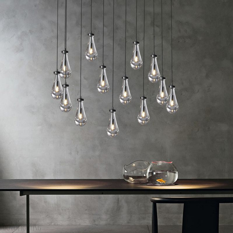 Raindrop Modern Rectangle Chandelier For Dining Room Kitchen Island-Nobipets