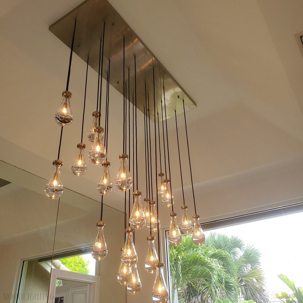 Raindrop Modern Rectangle Chandelier For Dining Room Kitchen Island-Nobipets