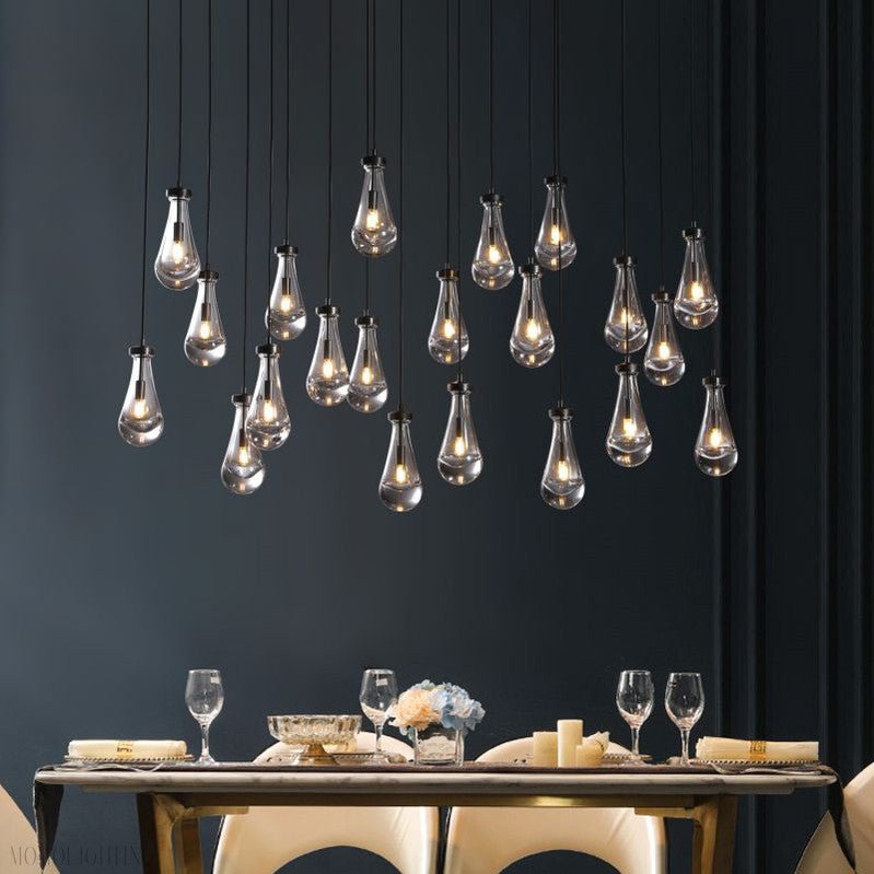 Raindrop Modern Rectangle Chandelier For Dining Room Kitchen Island-Nobipets