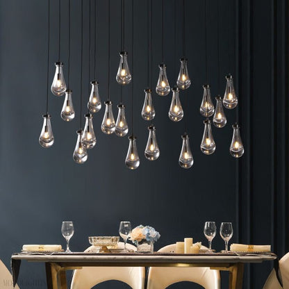 Raindrop Modern Rectangle Chandelier For Dining Room Kitchen Island-Nobipets