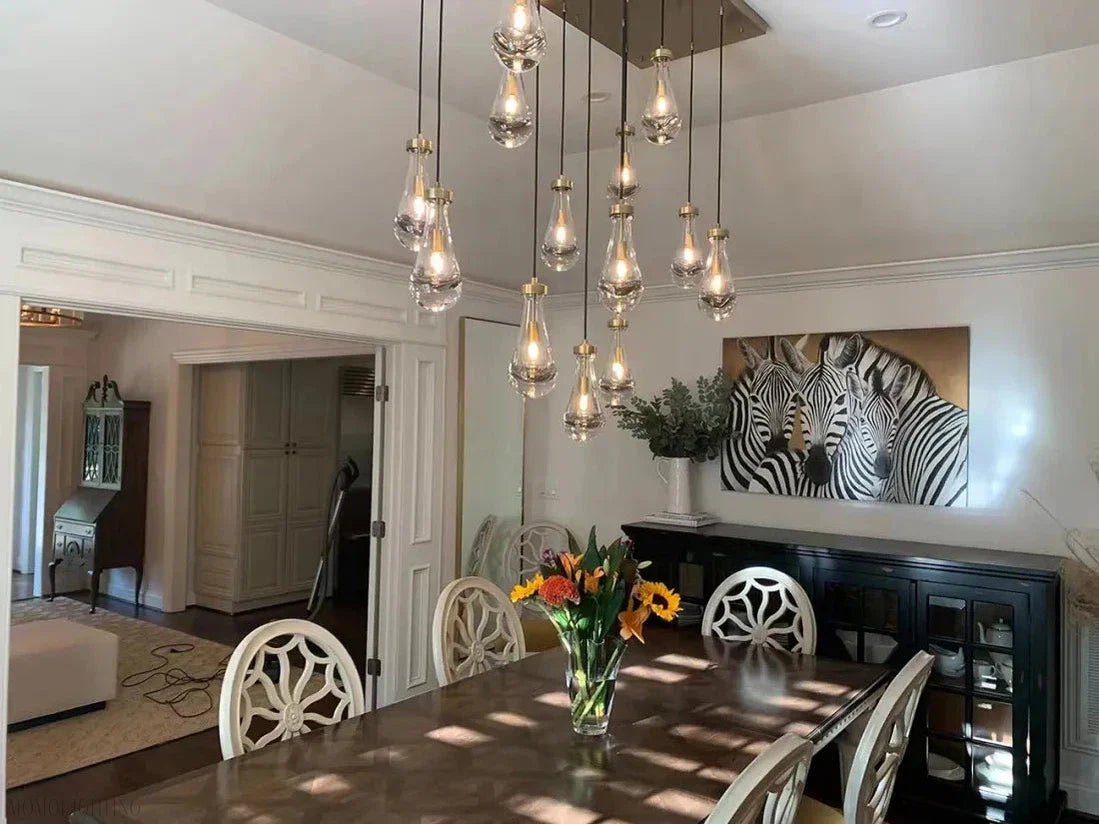 Raindrop Modern Rectangle Chandelier For Dining Room Kitchen Island-Nobipets