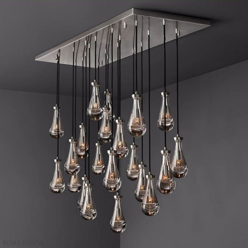 Raindrop Modern Rectangle Chandelier For Dining Room Kitchen Island-Nobipets