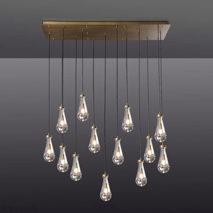 Raindrop Modern Rectangle Chandelier For Dining Room Kitchen Island-Nobipets