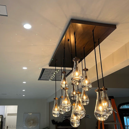 Raindrop Modern Rectangle Chandelier For Dining Room Kitchen Island-Nobipets