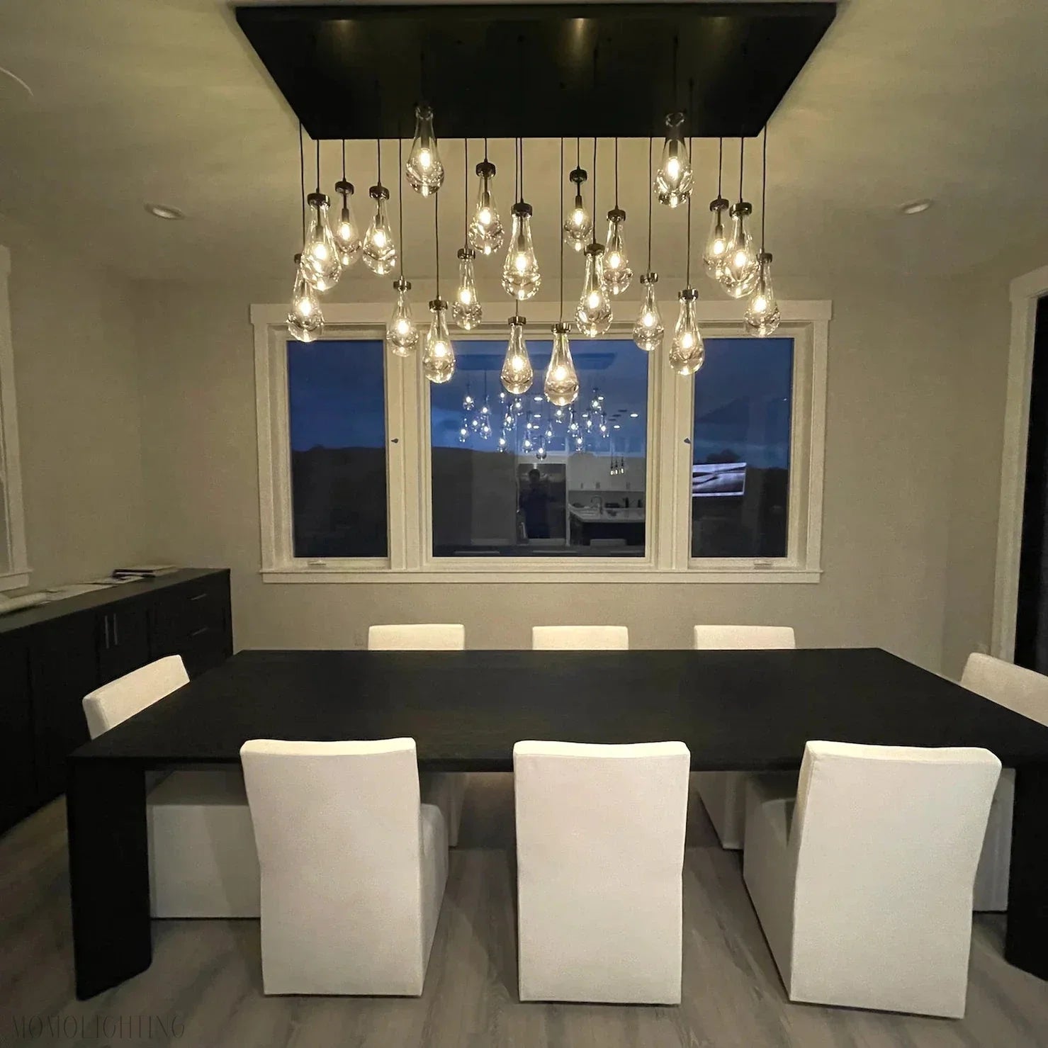 Raindrop Modern Rectangle Chandelier For Dining Room Kitchen Island-Nobipets