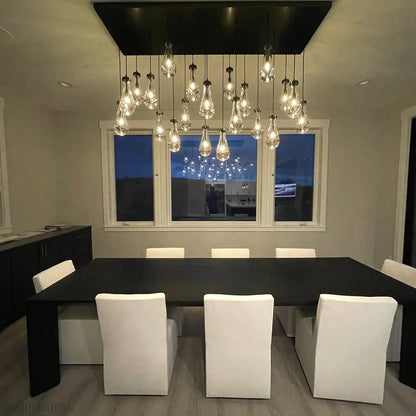 Raindrop Modern Rectangle Chandelier For Dining Room Kitchen Island-Nobipets