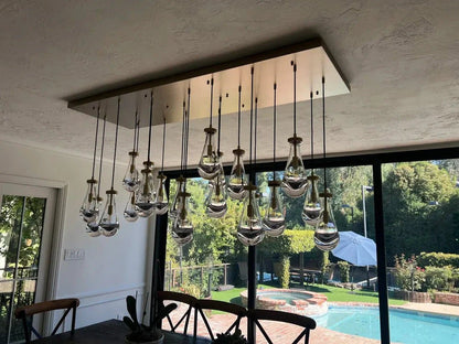 Raindrop Modern Rectangle Chandelier For Dining Room Kitchen Island-Nobipets