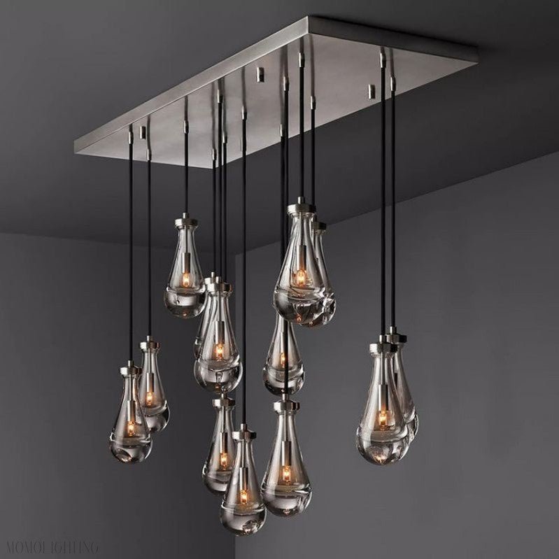 Raindrop Modern Rectangle Chandelier For Dining Room Kitchen Island-Nobipets