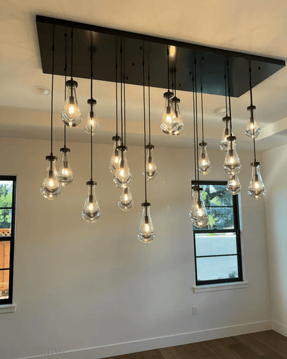 Raindrop Modern Rectangle Chandelier For Dining Room Kitchen Island-Nobipets