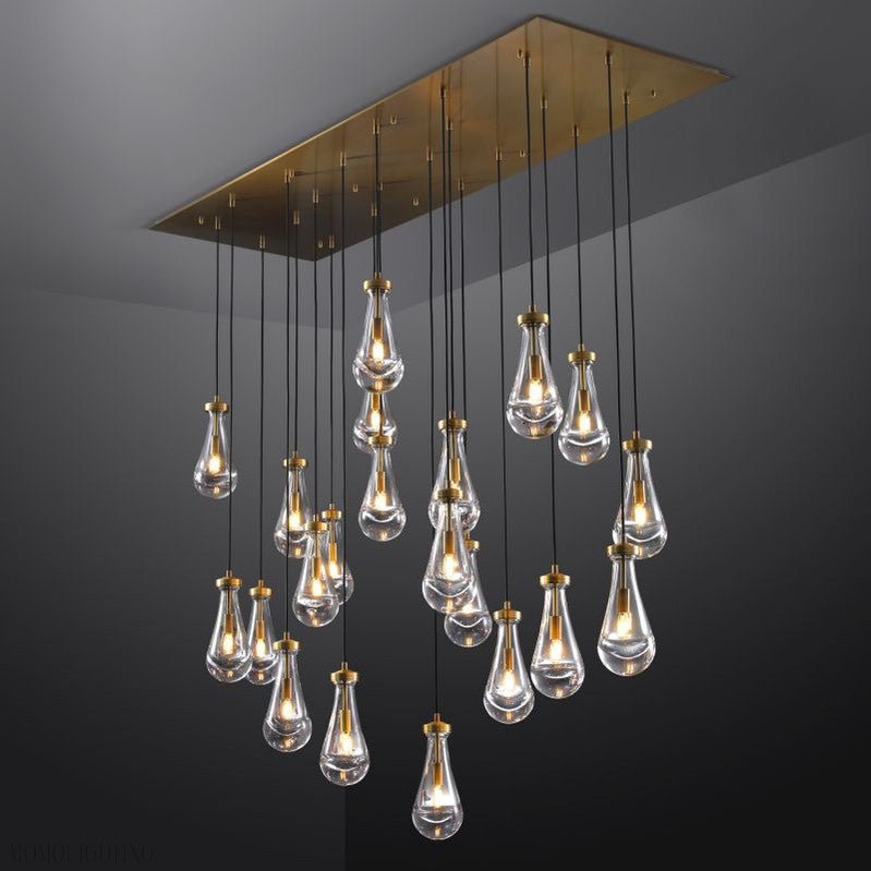 Raindrop Modern Rectangle Chandelier For Dining Room Kitchen Island-Nobipets