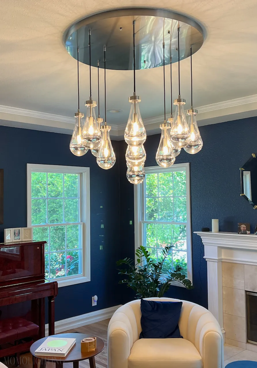 Raindrop Modern Round Chandelier For Living Room Dining Room-Nobipets