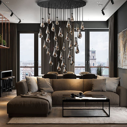 Raindrop Modern Round Chandelier For Living Room Dining Room-Nobipets