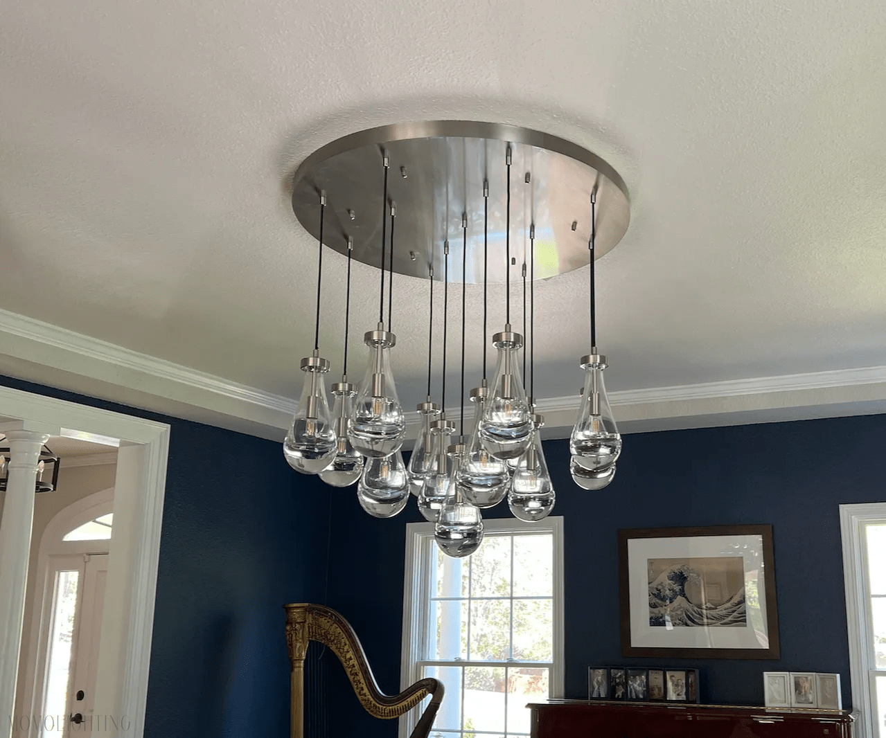 Raindrop Modern Round Chandelier For Living Room Dining Room-Nobipets