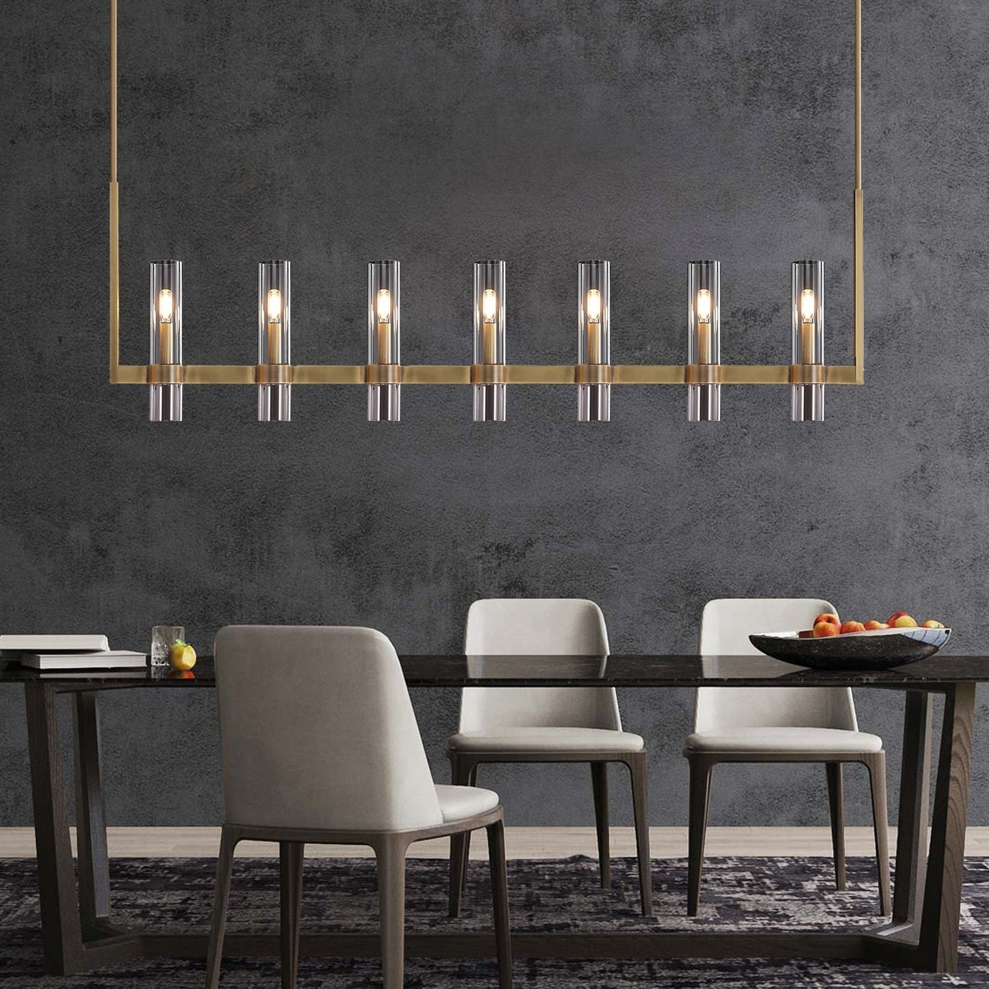 Ravelle Glass Linear Chandelier 59"-Nobipets