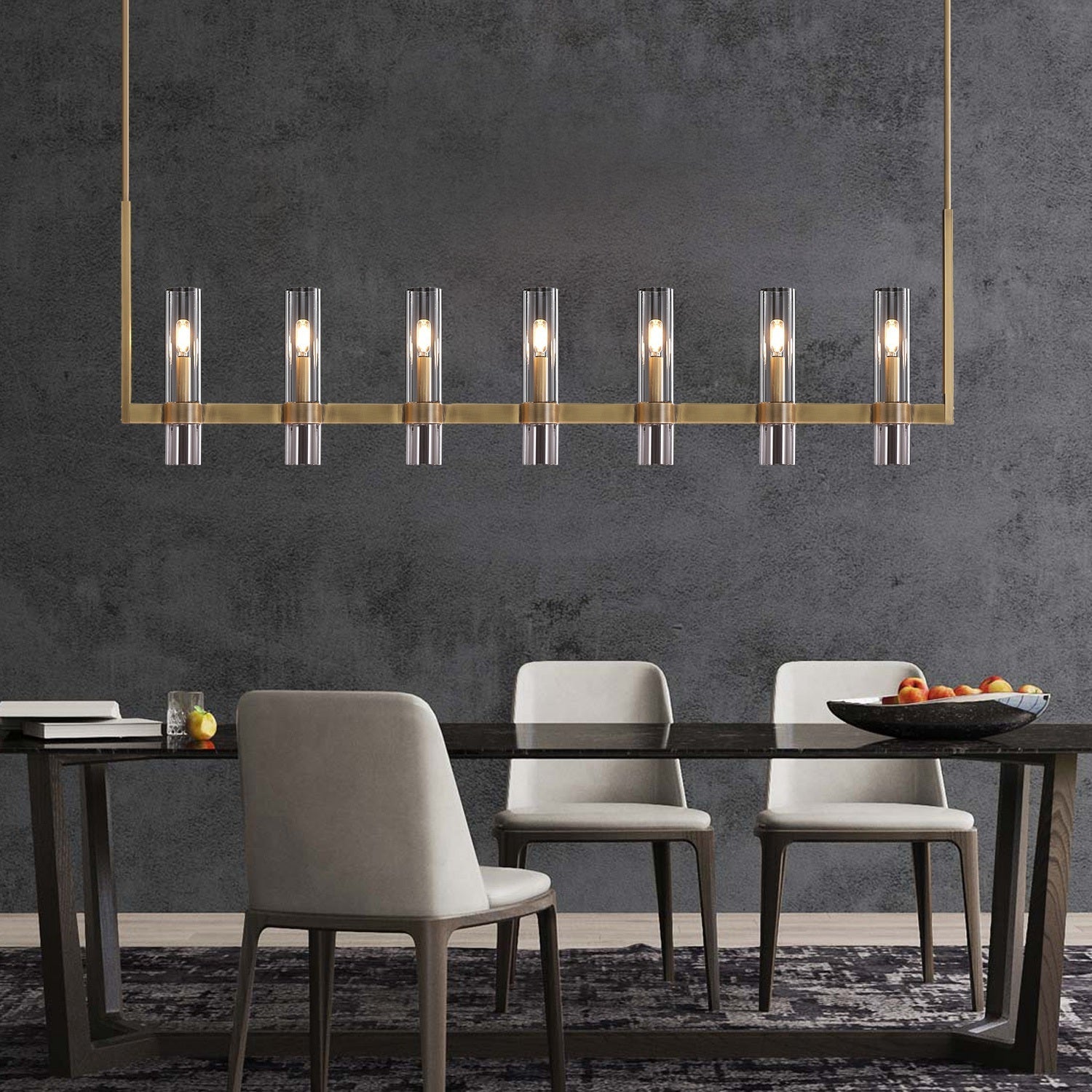 Ravelle Glass Linear Chandelier 59"-Nobipets