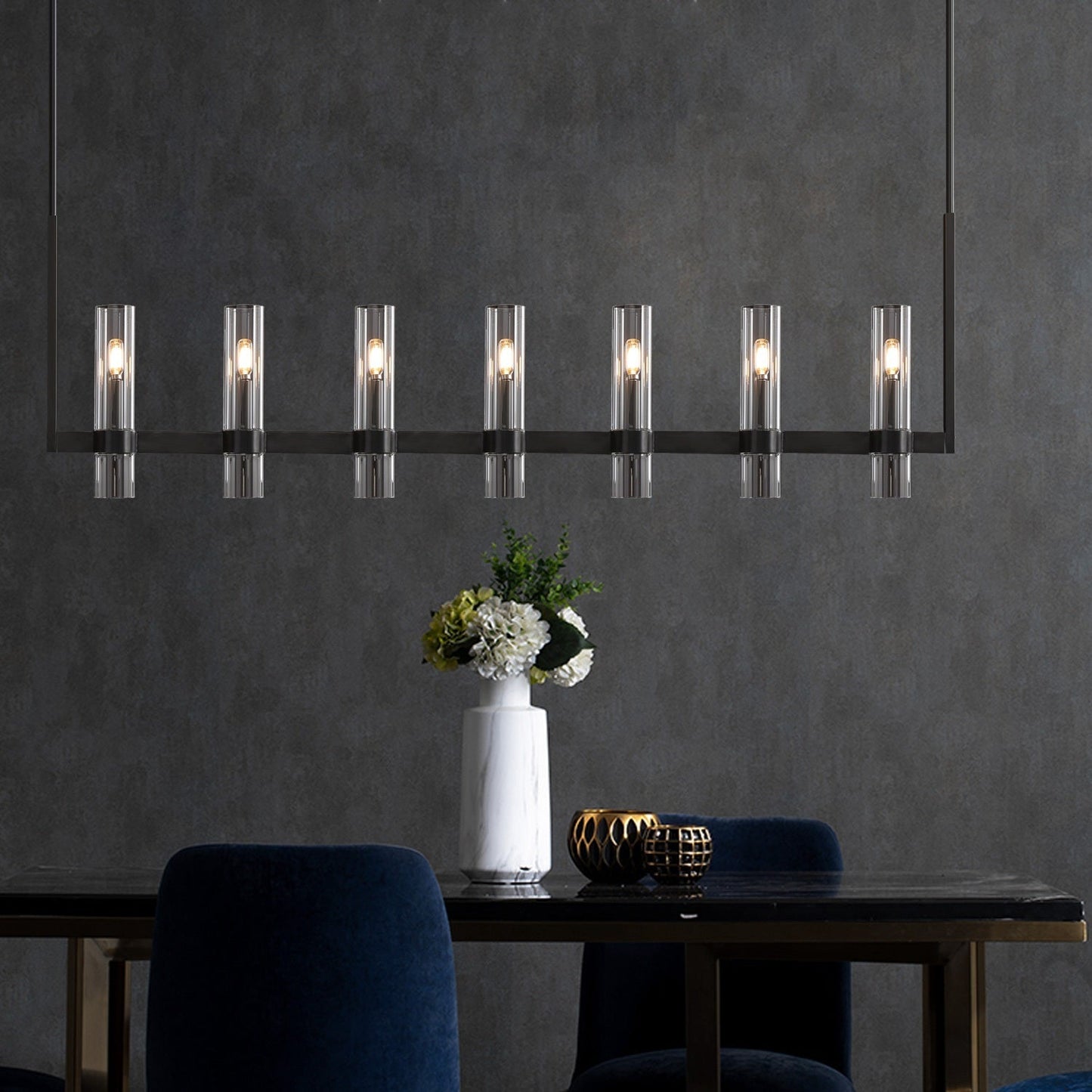 Ravelle Glass Linear Chandelier 59"-Nobipets