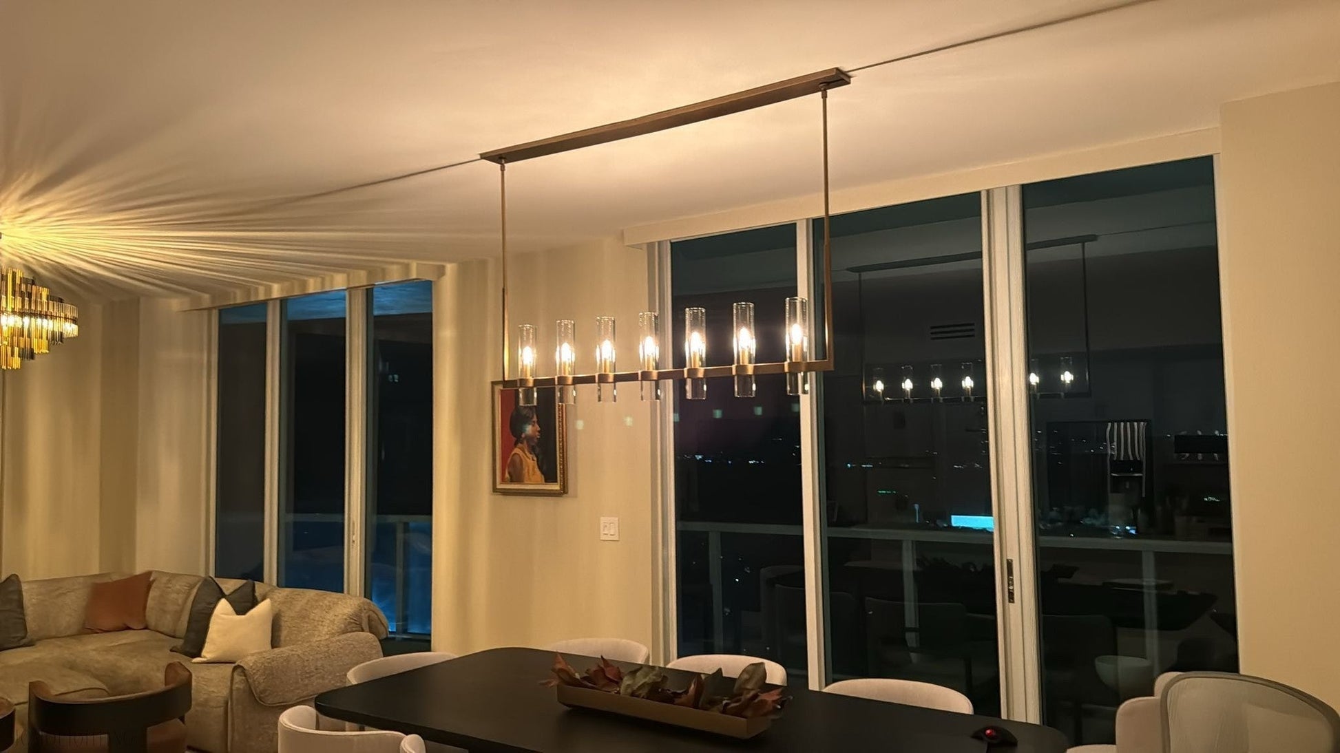 Ravelle Glass Linear Chandelier 59"-Nobipets