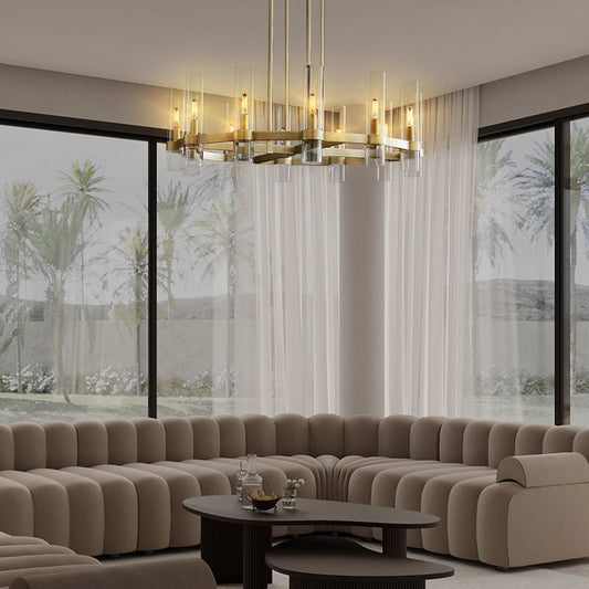 Ravelle Glass Round Chandelier 36"-Nobipets
