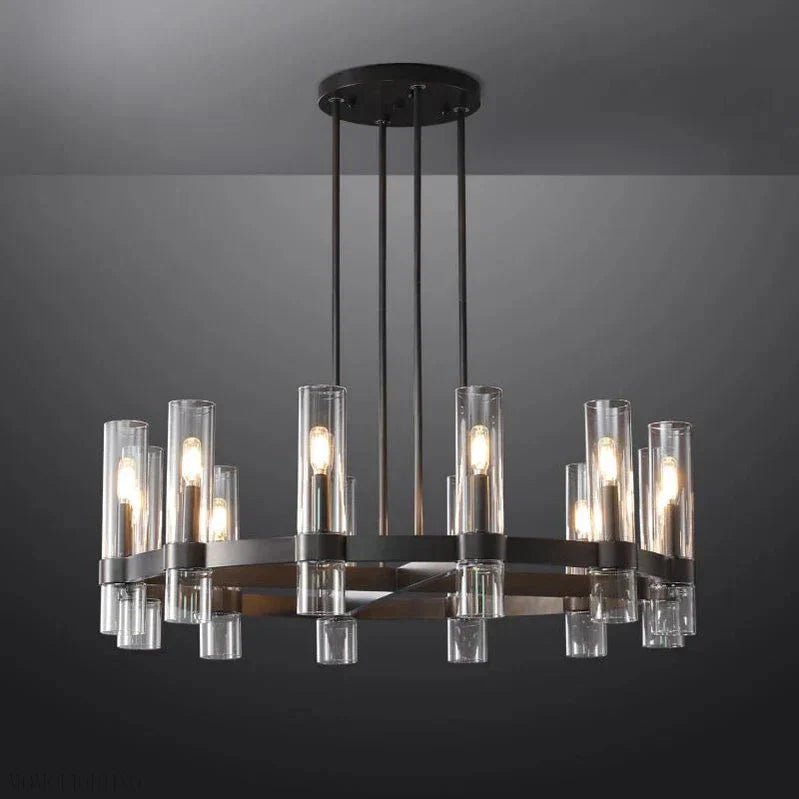 Ravelle Glass Round Chandelier 36"-Nobipets