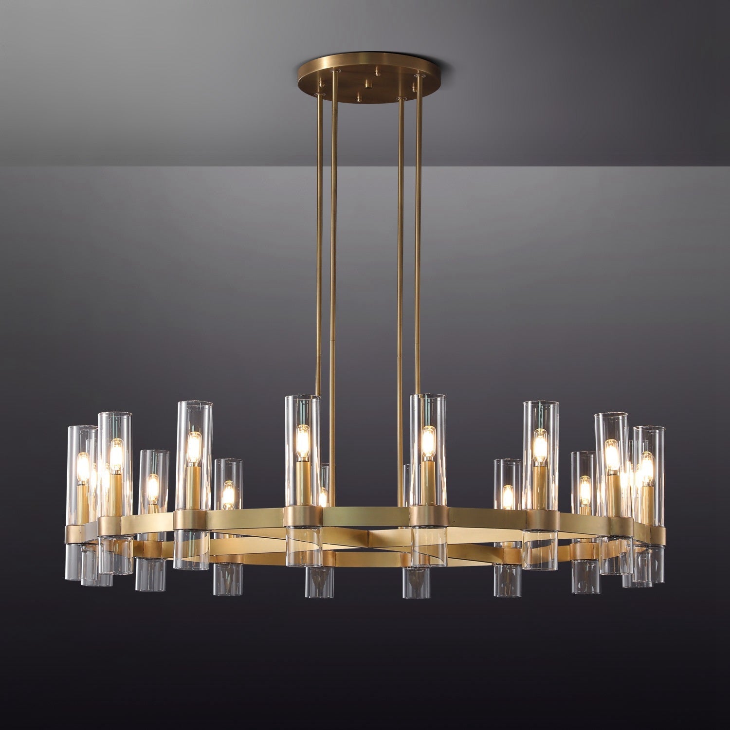 Ravelle Glass Round Chandelier 48"-Nobipets