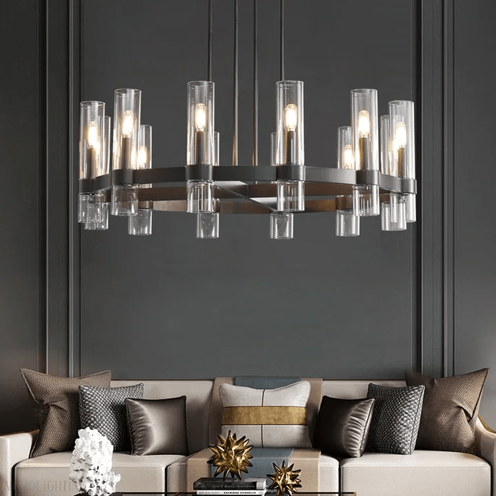 Ravelle Glass Round Chandelier 48"-Nobipets