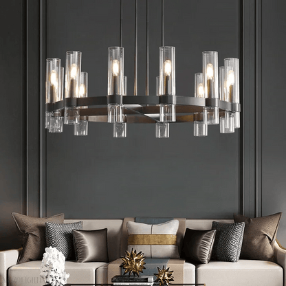 Ravelle Glass Round Chandelier 48"-Nobipets