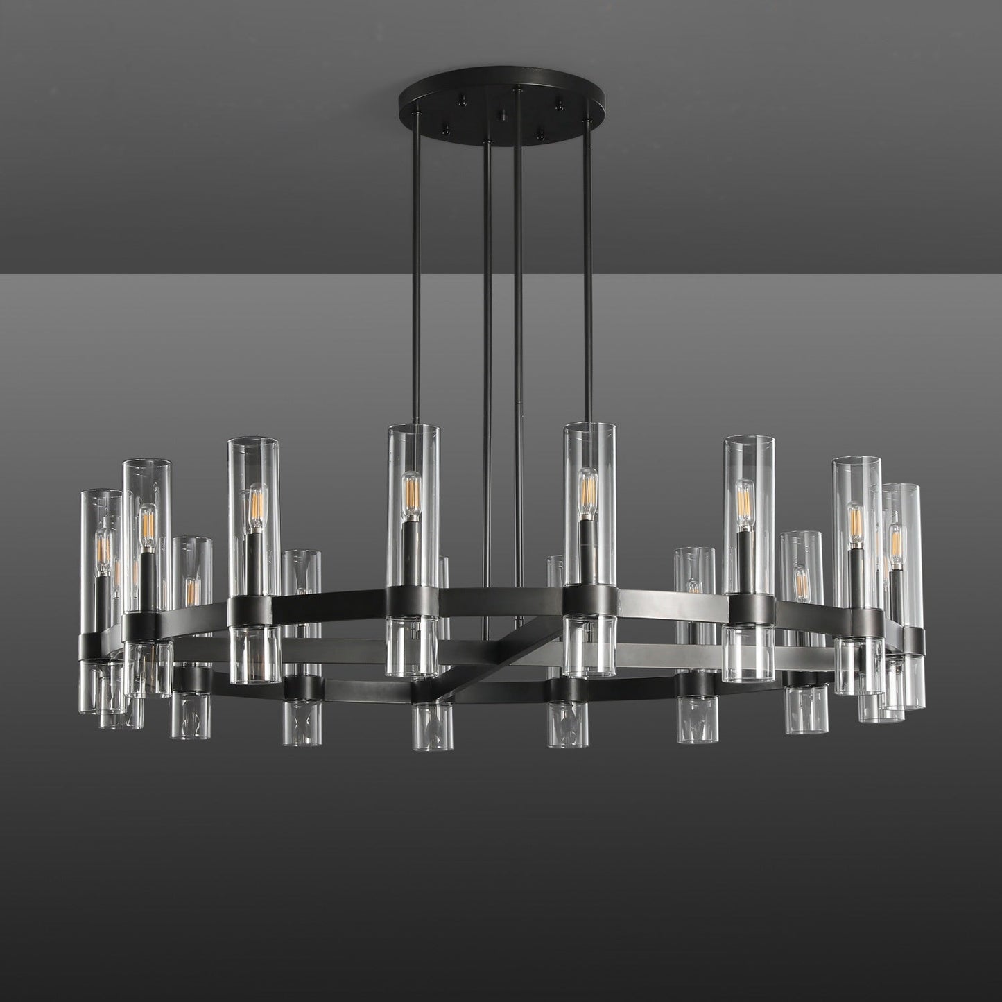 Ravelle Glass Round Chandelier 48"-Nobipets