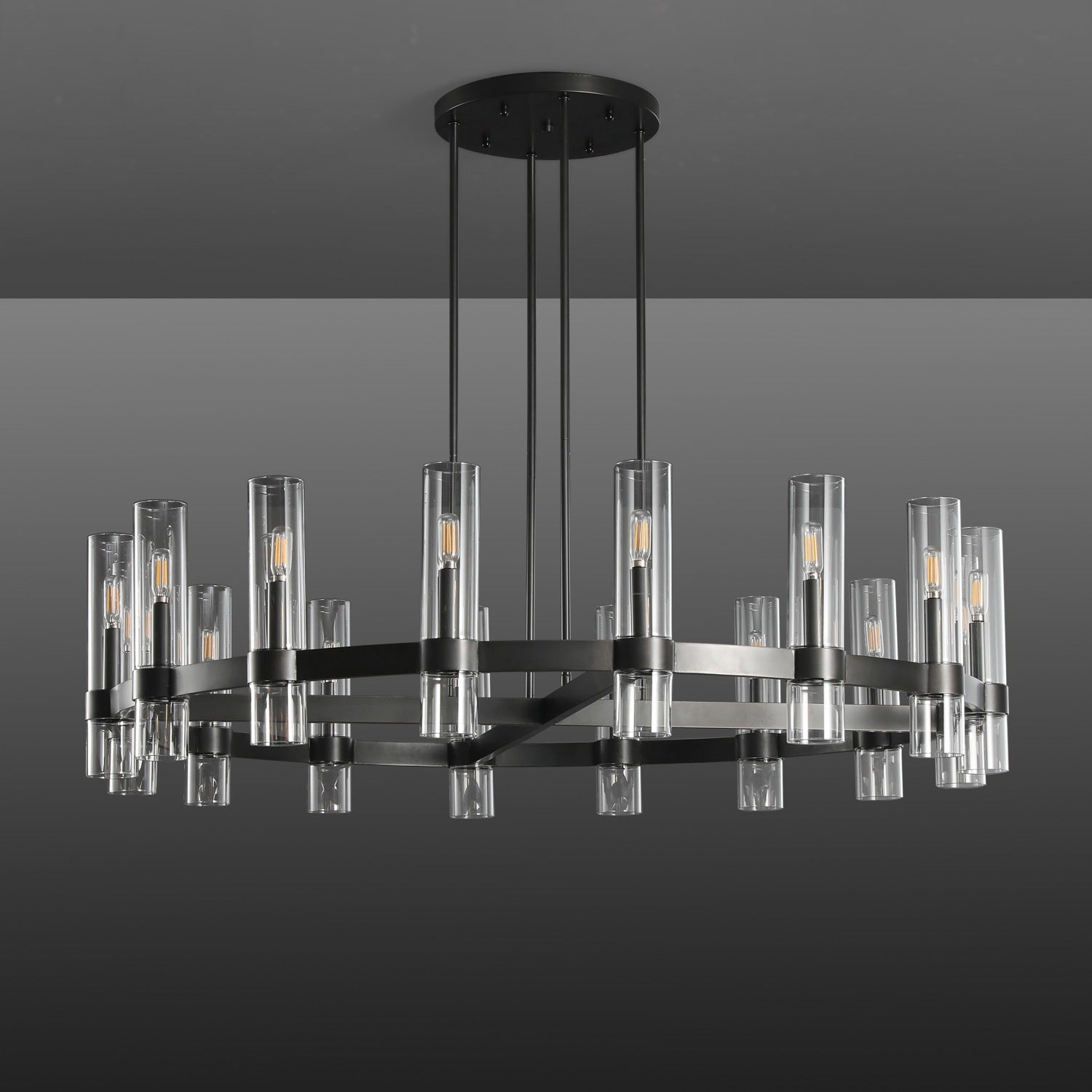 Ravelle Glass Round Chandelier 48"-Nobipets