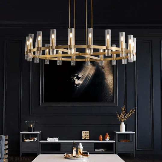Ravelle Glass Round Chandelier 48"-Nobipets