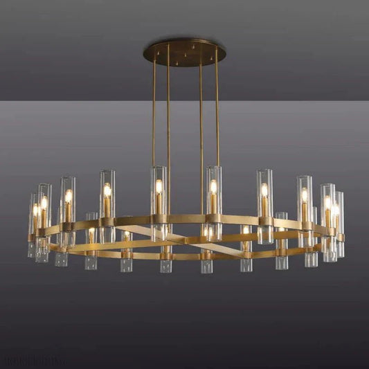 Ravelle Glass Round Chandelier 60"-Nobipets