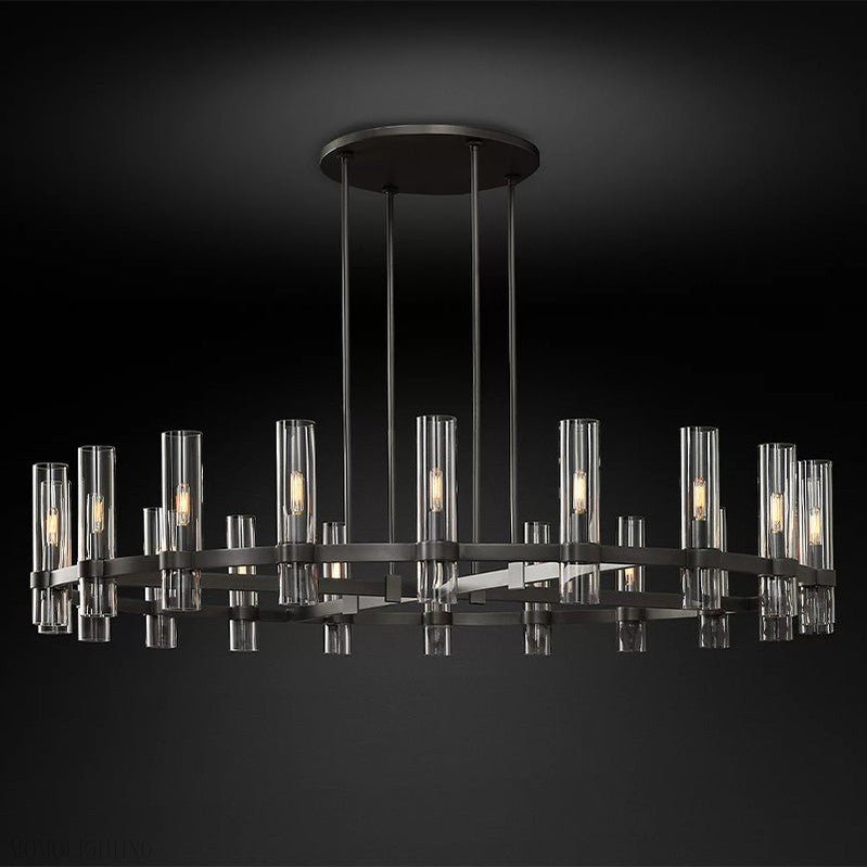 Ravelle Glass Round Chandelier 60"-Nobipets