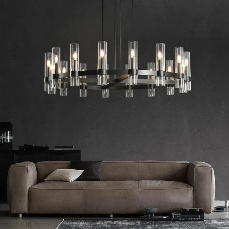 Ravelle Glass Round Chandelier 60"-Nobipets