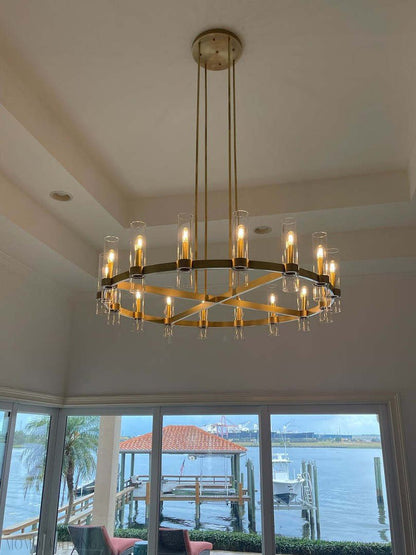 Ravelle Glass Round Chandelier 60"-Nobipets