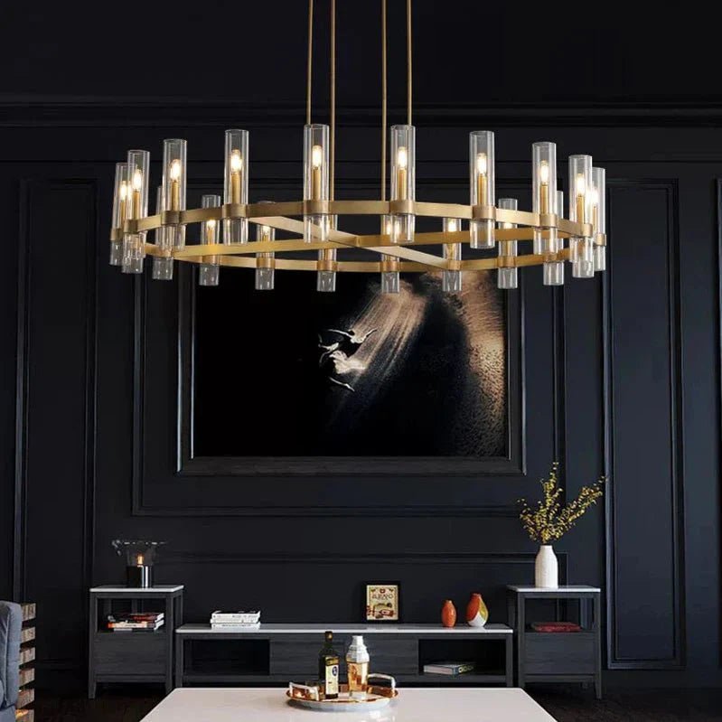 Ravelle Glass Round Chandelier 60"-Nobipets