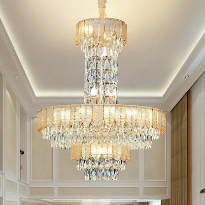 Restaurant/ Hotel Chandelier Foyer Duplex High Ceiling Light Fixture For Staircase/ Living Room In Gray/ Amber/ Blue Trimmed-Nobipets